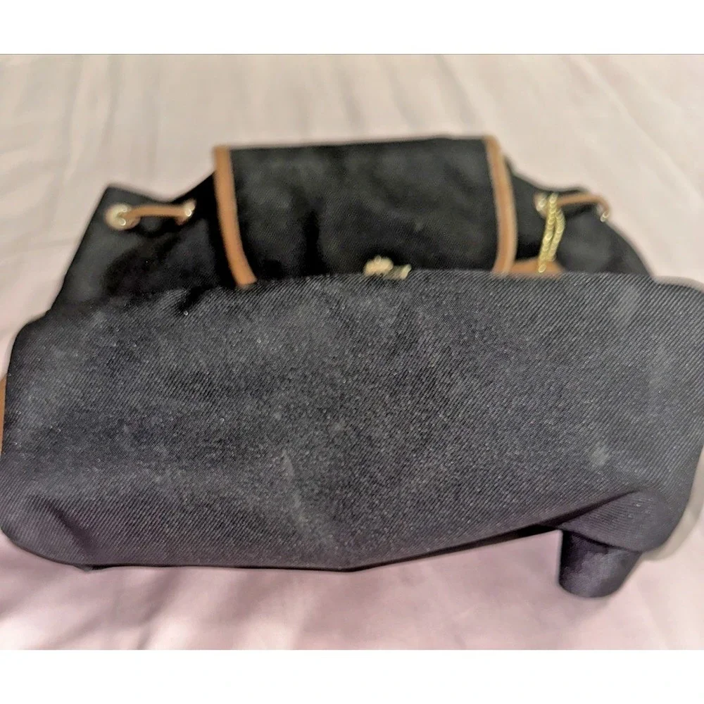 Coach Sawyer Backpack Black Canvas Brown‎ Leather Trim F37240